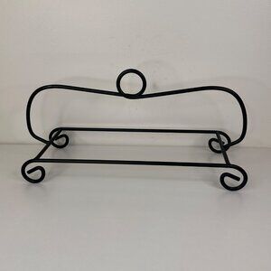 Black Metal Scroll Design Horizontal Serving Casserole Baking Dish 15"x6" Holder